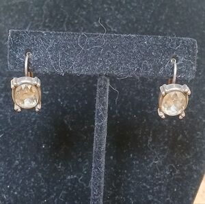 Vintage Silver Earrings with Crystal Accents